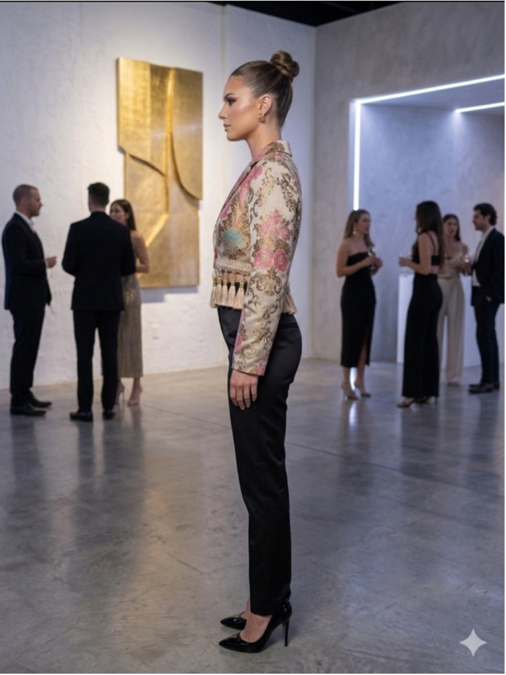 Fashion Nova Tassel Brocade Cropped Blazer - Boho Glam Party Chic - Large - Picture 3 of 16